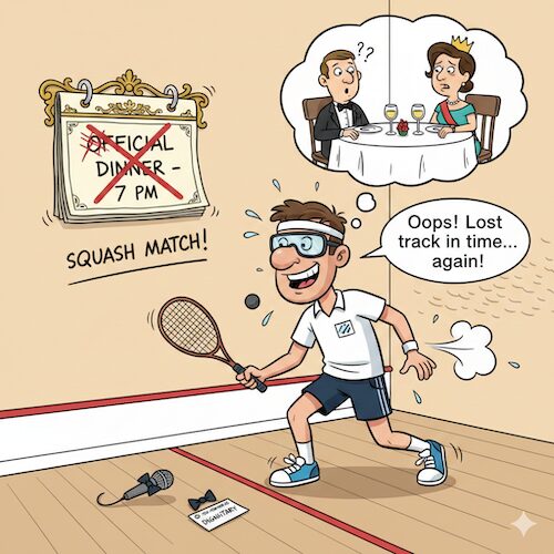 Squash player cartoon